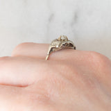 Solitario Art Déco in oro bianco 14K con diamante di taglio brillante (0.05ct ca.), anni ‘30