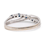 Anello vintage in oro bianco 9k con zaffiri e diamanti