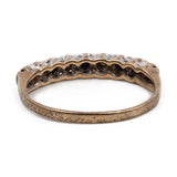 Anello vintage a veretta in oro giallo 9k con zaffiri e diamanti