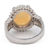 Anello vintage in platino con opale di 3,39ct e diamanti (0,46ctw)