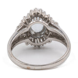 Anello vintage in platino 900 con acquamarina (0,65ct) e diamanti (0,35ctw)