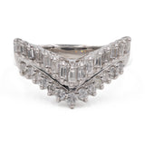 Anello vintage a "V" in platino 900 e diamanti (0,68ctw)