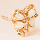 Anello vintage a forma di farfalla in oro giallo 14K con con opali (0.60ctw ca.) e diamanti, anni ‘70