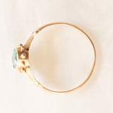Anello vintage in oro giallo 9K con smeraldo sintetico (0.65ct ca.), anni ‘50