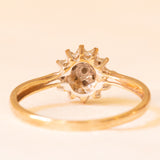 Anello vintage in oro giallo 9K con diamanti (0.10ctw ca.), anni ‘60/‘70