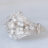 Anello vintage in oro bianco 14K con diamanti (0.50ctw ca.), anni ‘70/‘80