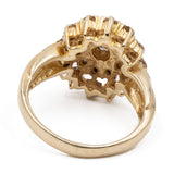 Anello vintage a fiore in oro giallo 14k con diamanti (1ctw), anni '70