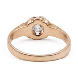 Anello antico solitario in oro giallo 14k e diamante di taglio vecchio (0,38ct), primi del'900