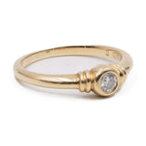 Anello vintage solitario in oro giallo 14k con diamante (0,14ctw), anni '70