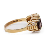 Anello vintage trilogy in oro giallo 14k con granati