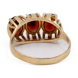 Anello vintage trilogy in oro giallo 14k con granati