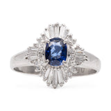 ANELLO A BALLERINA IN PLATINO CON ZAFFIRO (0.65CT) E DIAMANTI (0.65CTW), ANNI ‘90