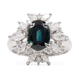 ANELLO A FIORE IN PLATINO CON ZAFFIRO AUSTRALIANO (2.26CT) E DIAMANTI (0.84CTW)