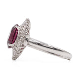 ANELLO A BALLERINA IN PLATINO 900 CON GRANATO NATURALE (3.86CT) E DIAMANTI (0.74CT)