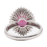 ANELLO A BALLERINA IN PLATINO 900 CON GRANATO NATURALE (3.86CT) E DIAMANTI (0.74CT)