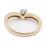 Anello vintage in oro giallo 14k con diamante pendente (0,10ct), anni '70