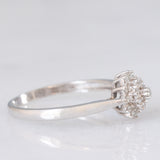 Anello a fiore vintage in oro bianco 9K con diamanti (0.10ctw ca.), anni ‘80