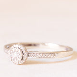 Anello vintage in oro bianco 9K con diamanti (0.22ctw ca.), anni ‘90
