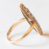 Anello a navette antico in oro giallo 18K e argento con diamanti di taglio vecchio (1.50ctw ca.), anni ‘10/‘20