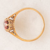 Solitario antico in oro giallo 9K con granato (1.20ct ca.), anni ‘20/‘30