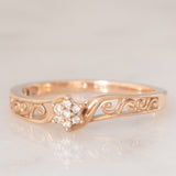Anello vintage in oro rosa 9K con diamanti (0.03ctw ca.), anni ‘90