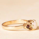 Trilogy vintage in oro giallo 9K con opale (0.40ct ca.) e granati (0.06ctw ca.), anni ‘70