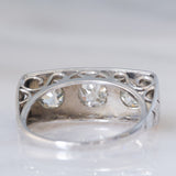 Trilogy Art Déco in oro bianco 18K con diamanti di taglio vecchio (1.60ctw ca.), anni ‘30/‘40