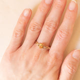 Anello vintage in oro giallo 9K con quarzo citrino (0.40ct ca.) e diamanti, anni ‘80