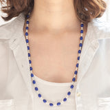 Collana vintage con lapislazzuli e perle bianche e con chiusura in oro giallo 8K