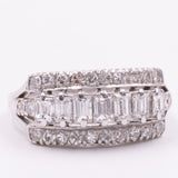 Anello “triplo” a fascia in oro bianco 14K con diamanti (1.20ctw ca.), anni ‘80