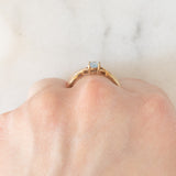 Anello vintage in oro giallo 9K con topazio azzurro (0.40ct ca.), anni ‘70/‘80