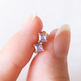 Orecchini moderni in oro giallo 9K con tanzaniti di taglio princess (0.20ctw ca.)