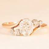 Anello antico in oro giallo e bianco 18K con diamanti di taglio rosetta, anni ‘30