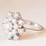 Anello a fiocco di neve vintage in oro bianco 18K con diamanti di taglio brillante (2ctw ca.), anni ‘60/‘70