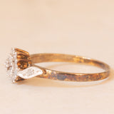 Anello a fiore vintage in oro giallo e bianco 9K con diamanti (0.20ctw ca.) anni ‘70