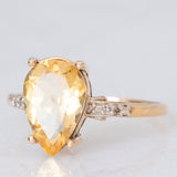 Anello da cocktail vintage in oro giallo 9K con quarzo citrino (2.20ct ca.) e diamanti, anno 2010