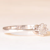 Solitario in oro bianco 18K con diamante di taglio vecchia Europa (0.35ct ca.)