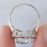 Anello da cocktail vintage in oro bianco 14K con acquamarina (10ct ca.), anni ‘80