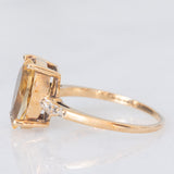 Anello da cocktail vintage in oro giallo 9K con quarzo citrino (2.20ct ca.) e diamanti, anno 2010