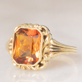 Anello da cocktail vintage in oro giallo 14K con quarzo citrino (1.80ct ca.), anni ‘40