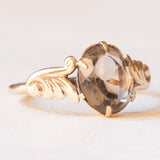 Anello vintage in oro giallo 9K con quarzo fumé (1.90ct ca.), anno 1979