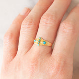 Anello antico in oro giallo 18K con turchesi, anno 1941