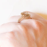 Anello da cocktail vintage in oro giallo 9K con quarzo citrino (4.20ct ca.) e diamanti