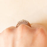 Anello vintage in oro giallo e bianco 9K con diamanti (0.35ctw ca.), anni ‘70/‘80