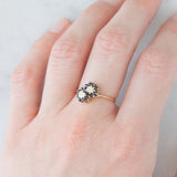 Toi et Moi con fiori in oro giallo 9K con zaffiri (0.40ctw ca.) e diamanti (0.02ctw ca.), anno 1997