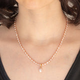 Collana vintage con perle rosa e con chiusura in oro giallo 18K,anni ‘90