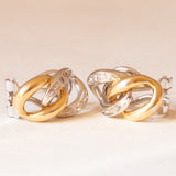 Orecchini vintage in oro giallo e bianco 18K con diamanti, anni ‘70/‘80