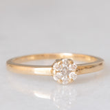 Anello a fiore vintage in oro giallo 14K con diamanti di taglio brillante (0.10ctw ca.), anni ‘80
