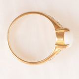 Anello vintage in oro giallo e bianco 8K con opale (1ct ca.) e diamanti, anni ‘60