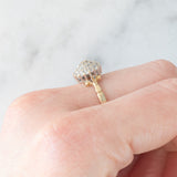 Anello a fiore vintage in oro giallo 9K con diamanti (0.18ctw ca.), anni ‘80